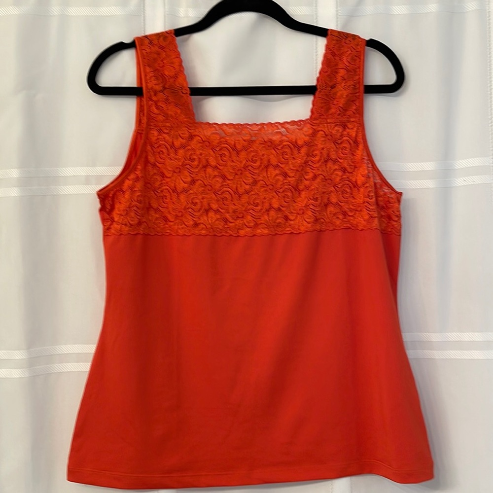 Christopher & Banks Orange Lace Tank Camisole L NWT